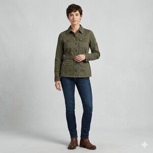 J.Crew Downtown Field Jacket Olive Green Military Utility Cotton‎ Chore Small